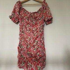 SHEIN - Floral Dress Large Red Green White